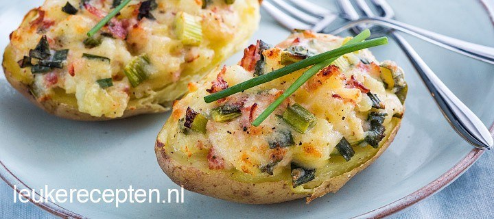 Gevulde aardappels met spekjes