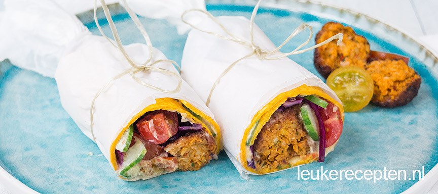 Wortelwrap met falafel