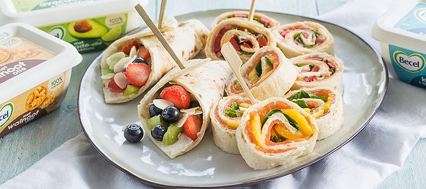 3 x tortillarolletjes: hartig, fris en zoet