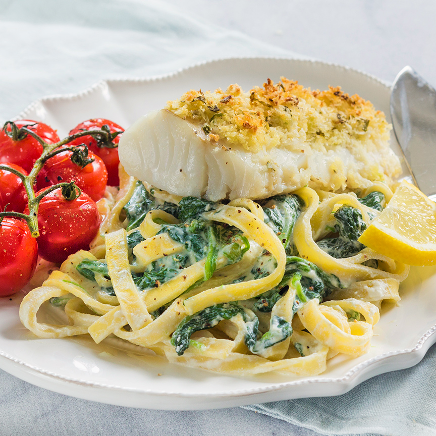 pasta-met-spinazie-en-kabeljauw