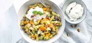 Fusilli met pistache pesto en ricotta