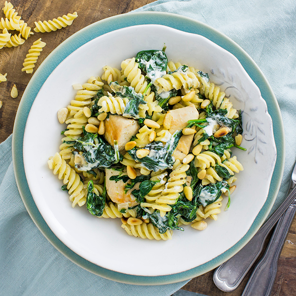 pasta-met-kip-en-spinazie