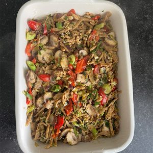 Shoarma ovenschotel met aardappelschijfjes stap 2