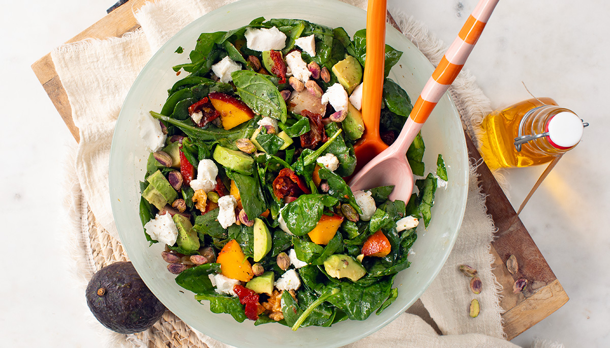 Spinazie salade met geitenkaas