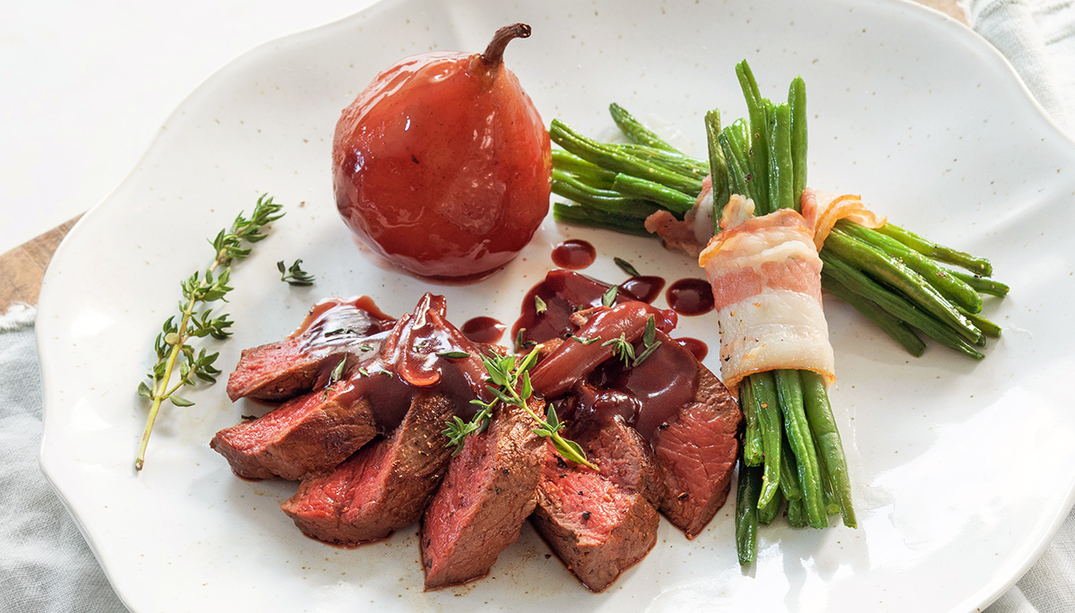 Hertenbiefstuk met rode portsaus