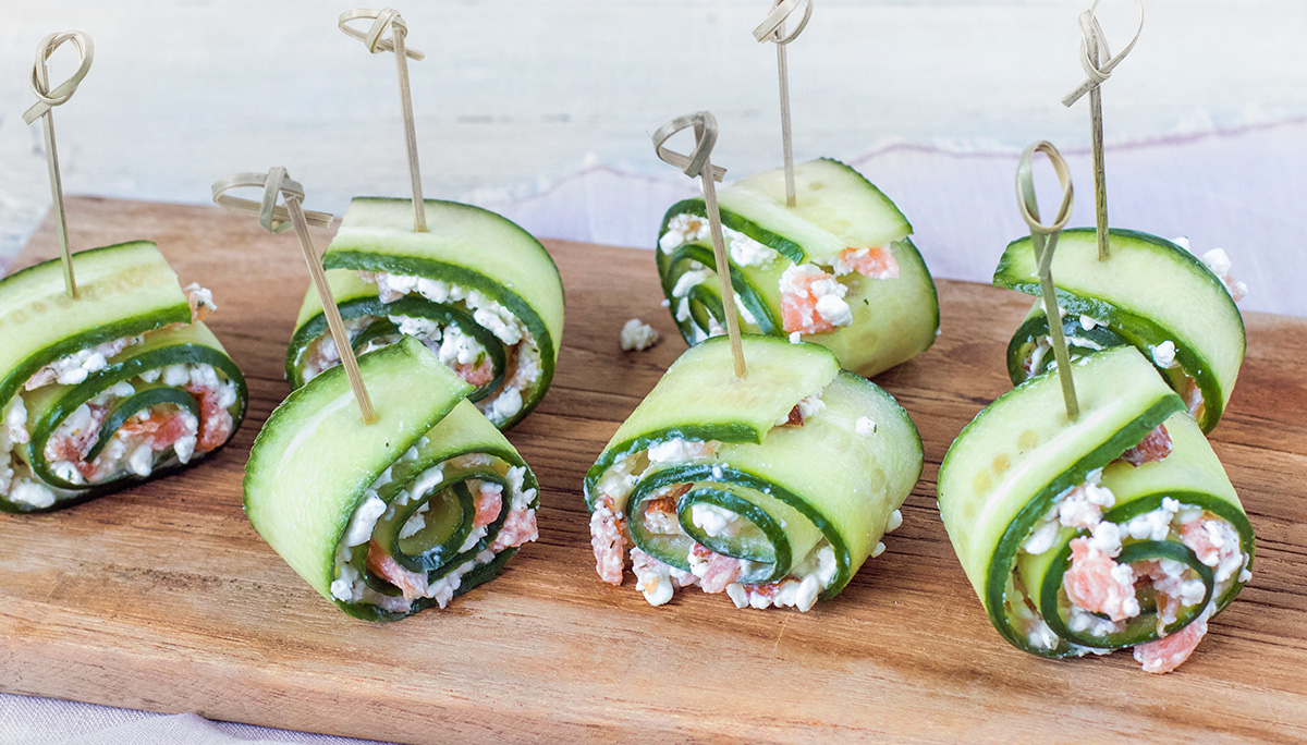 Komkommerrolletjes met zalm