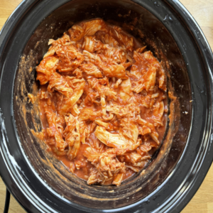 pulled chicken uit de slowcooker stap 6