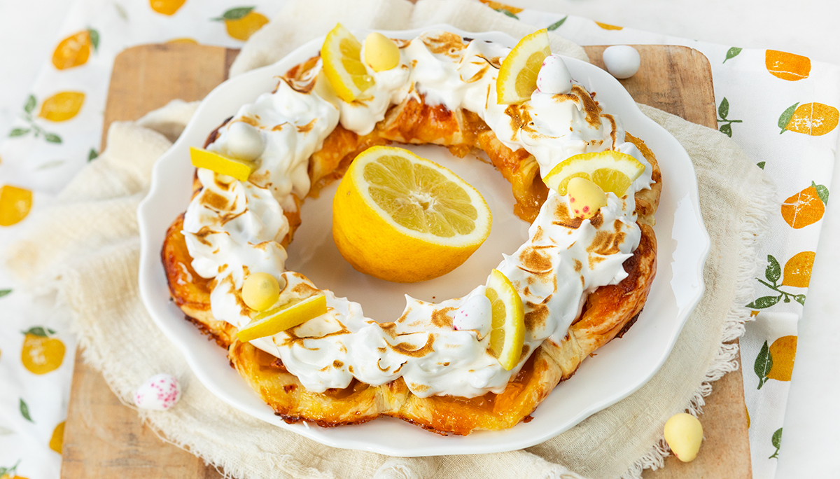 Lemon meringue bladerdeeg krans