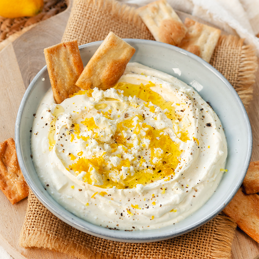 citroen feta dip recept