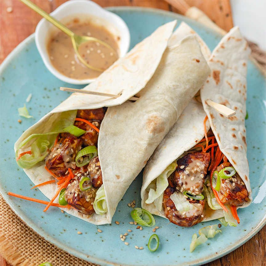 Zelf tempeh wraps met sesamdressing maken
