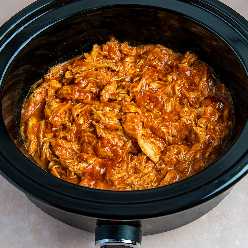 slowcooker pulled chicken recept