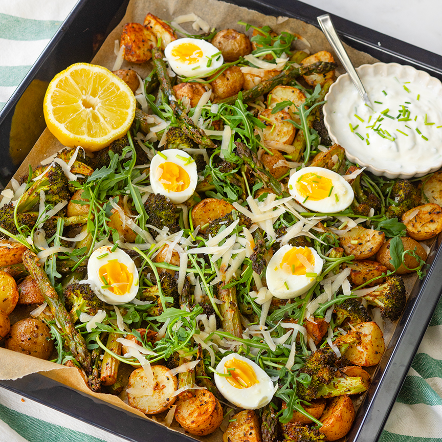 Lente-traybake-met-groene-asperges