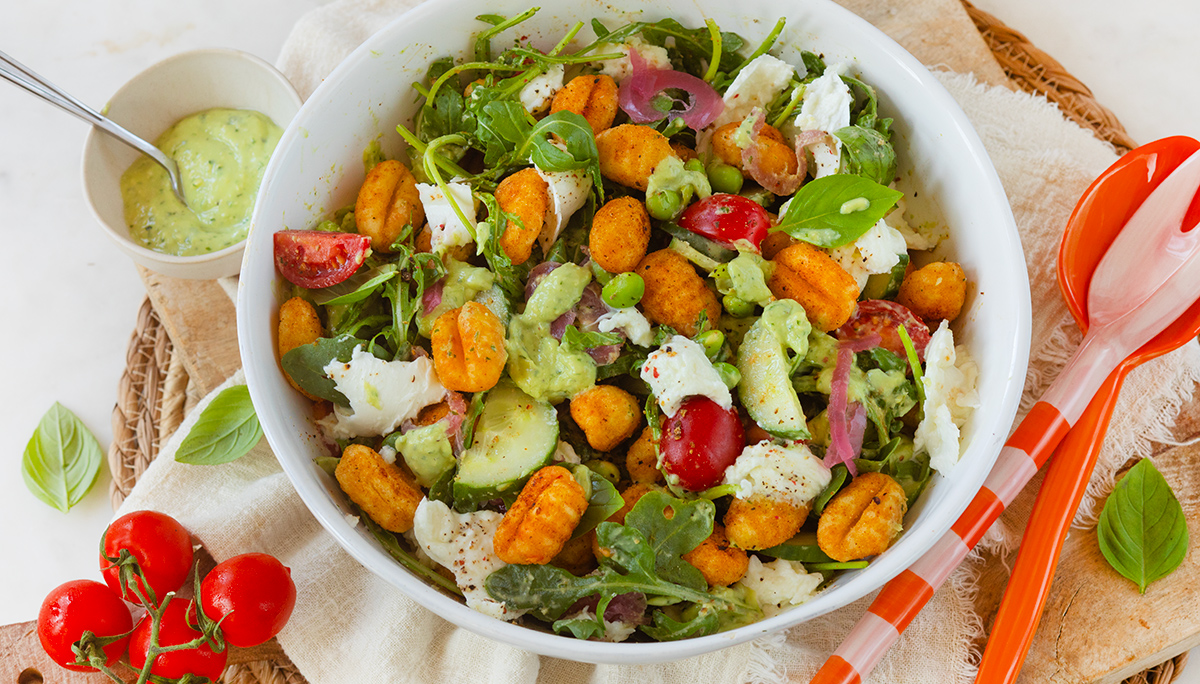 Gnocchi salade met pesto dressing