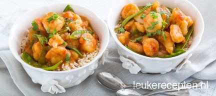Light recept: curry met garnalen