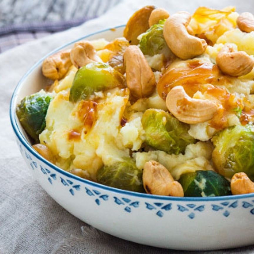 Brussels sprout stew with teriyaki