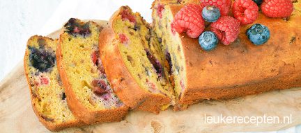 Banana bread with red fruit