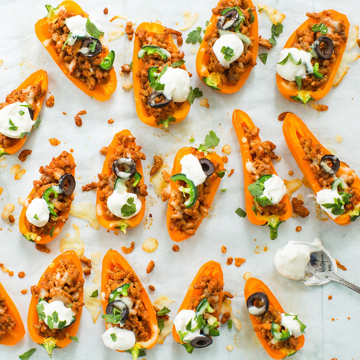 Snack peppers with taco filling