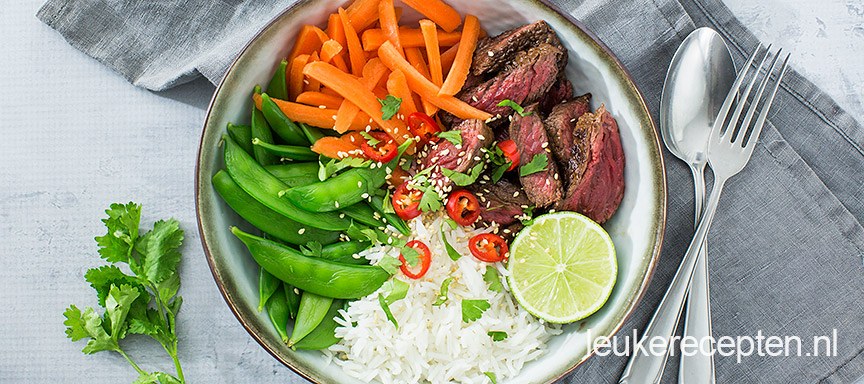 Light recept: Thai beef bowl
