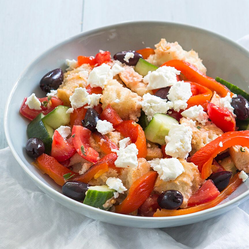 Greek panzanella salad