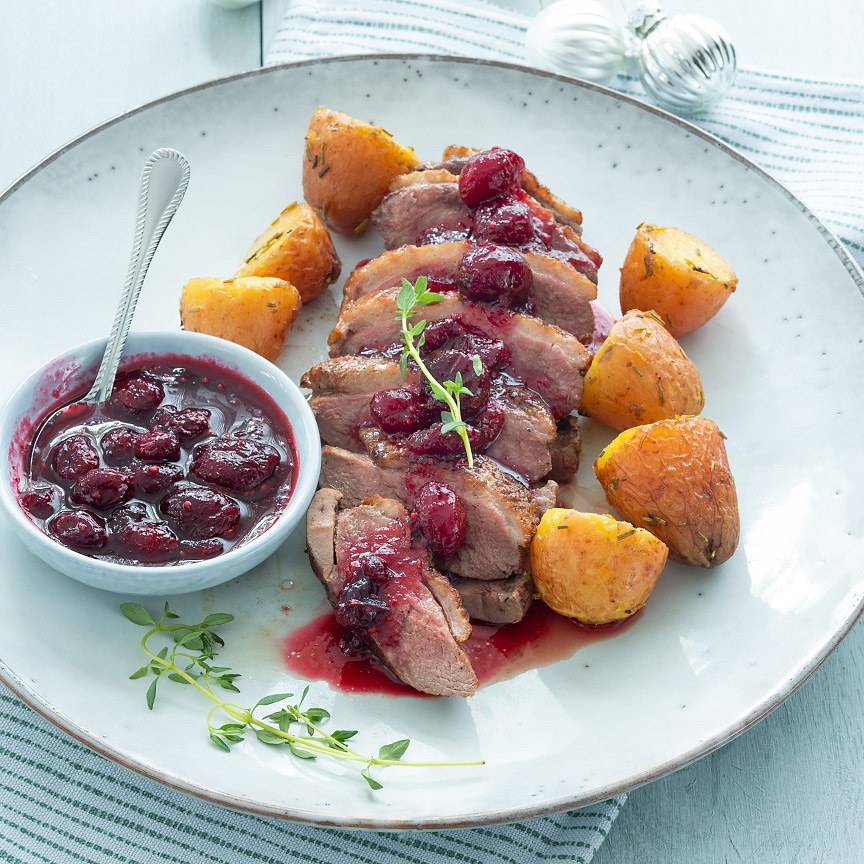 duck with cranberry compote www.leukerecepten.nl