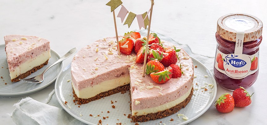 Mijn verjaardagstaart: witte chocolade aardbeien kwarktaart