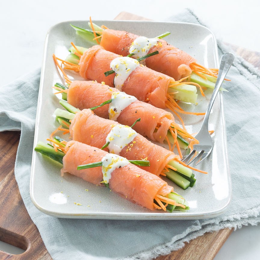 salmon rolls with cucumber