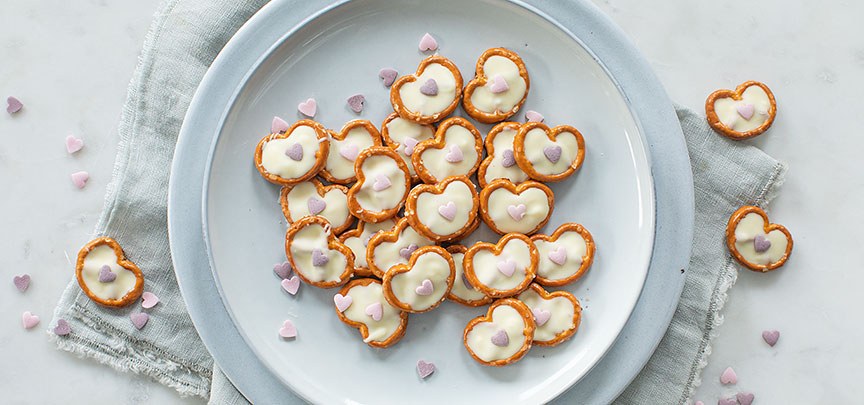 Chocolade valentijn pretzels