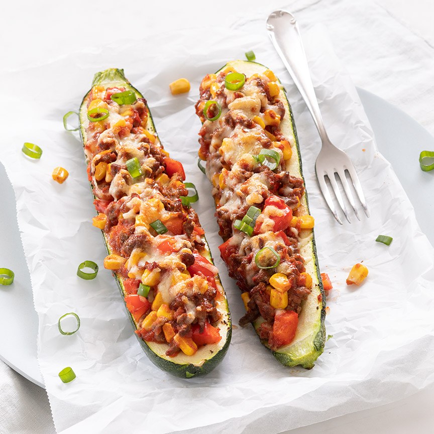 Mexican stuffed zucchini with minced meat