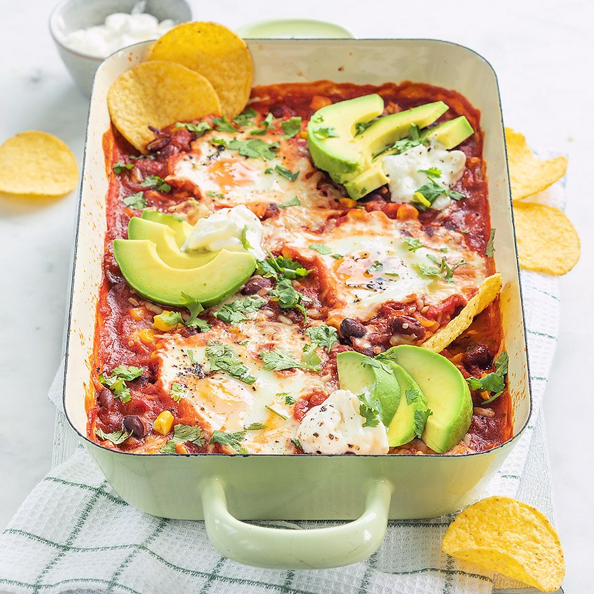 Mexican bean dish with egg