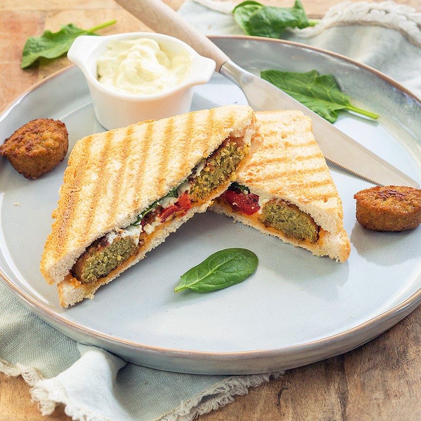 Toast with falafel