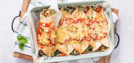 Enchilada's met spinazie uit de oven