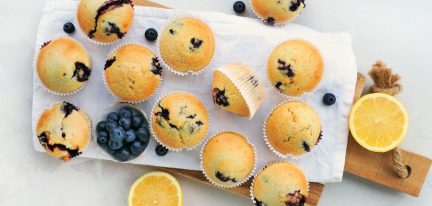 Vegan muffins met blauwe bessen