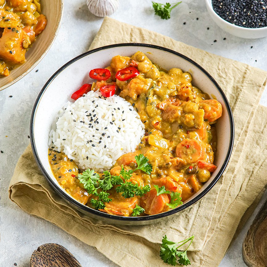 vegan curry zoete aardappel
