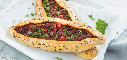 Turkish pide with minced meat