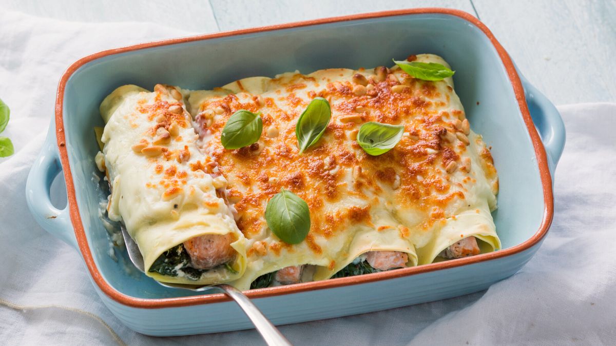 Cannelloni met spinazie en zalm