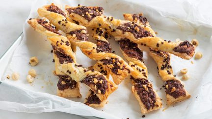 Chocolade bladerdeeg twisters met Nutella