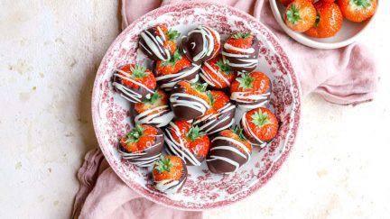 Aardbeien met chocolade